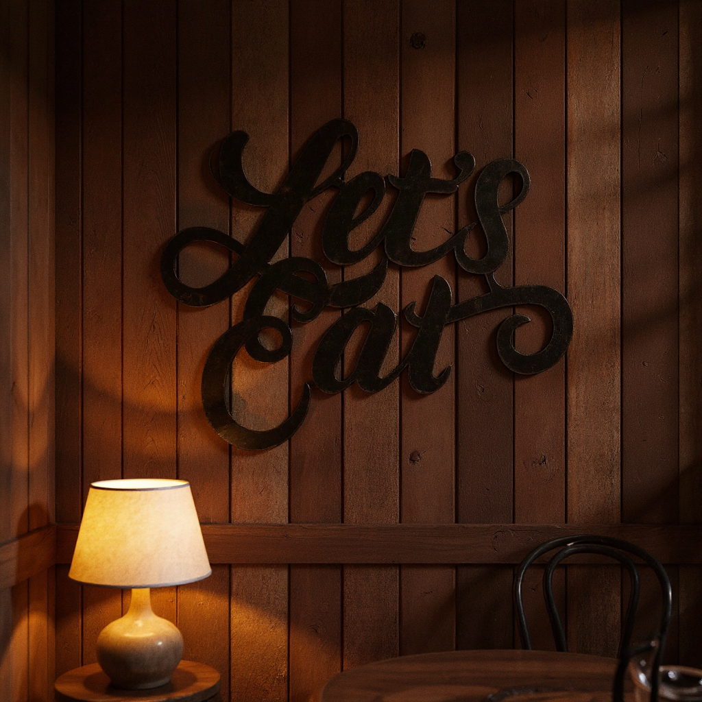 Heartfelt "Lets Eat" Personalized Metal Sign for Your Kitchen
