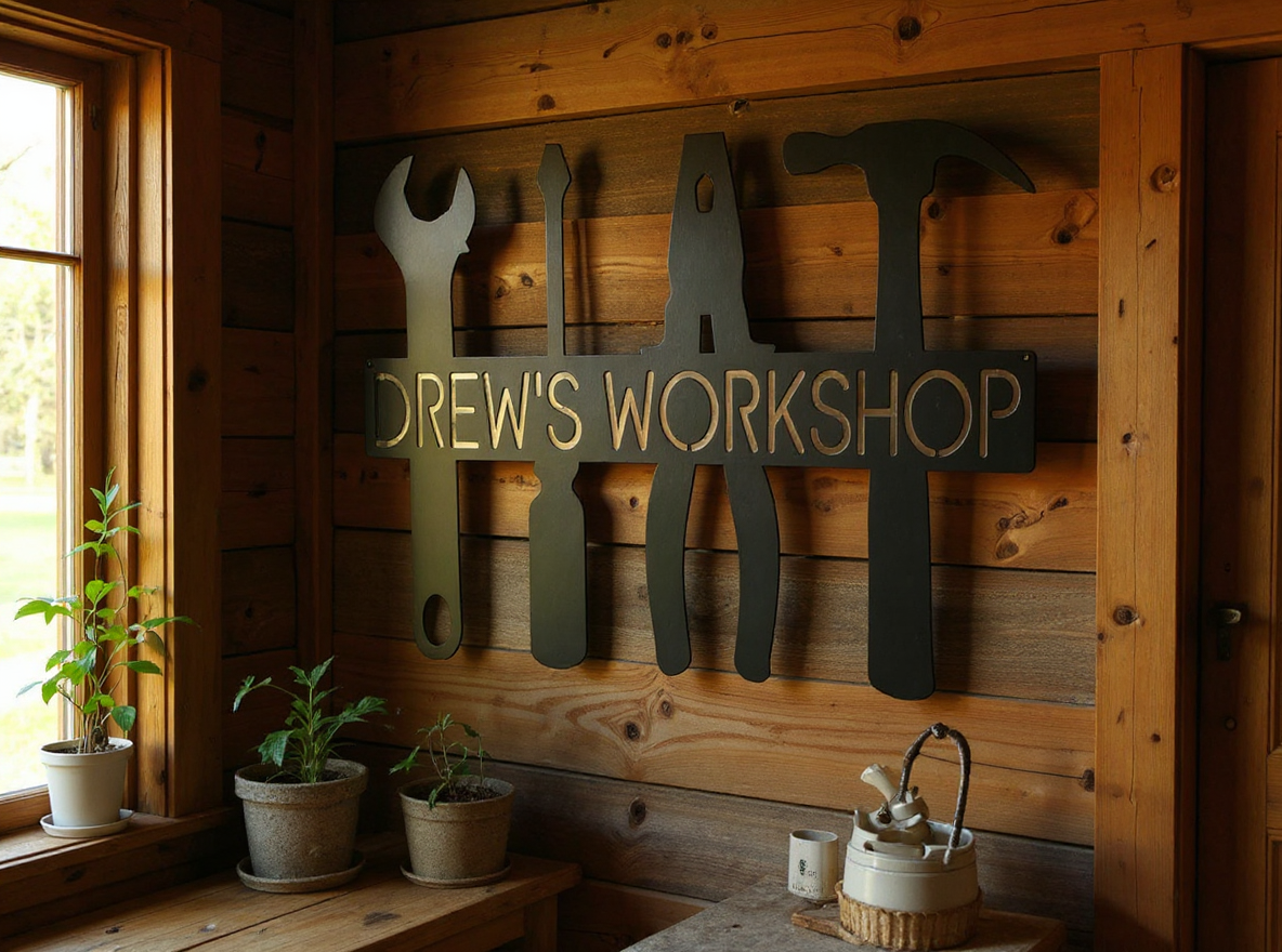 Transform Dad's Workshop with a Custom Garage Metal Sign Gift