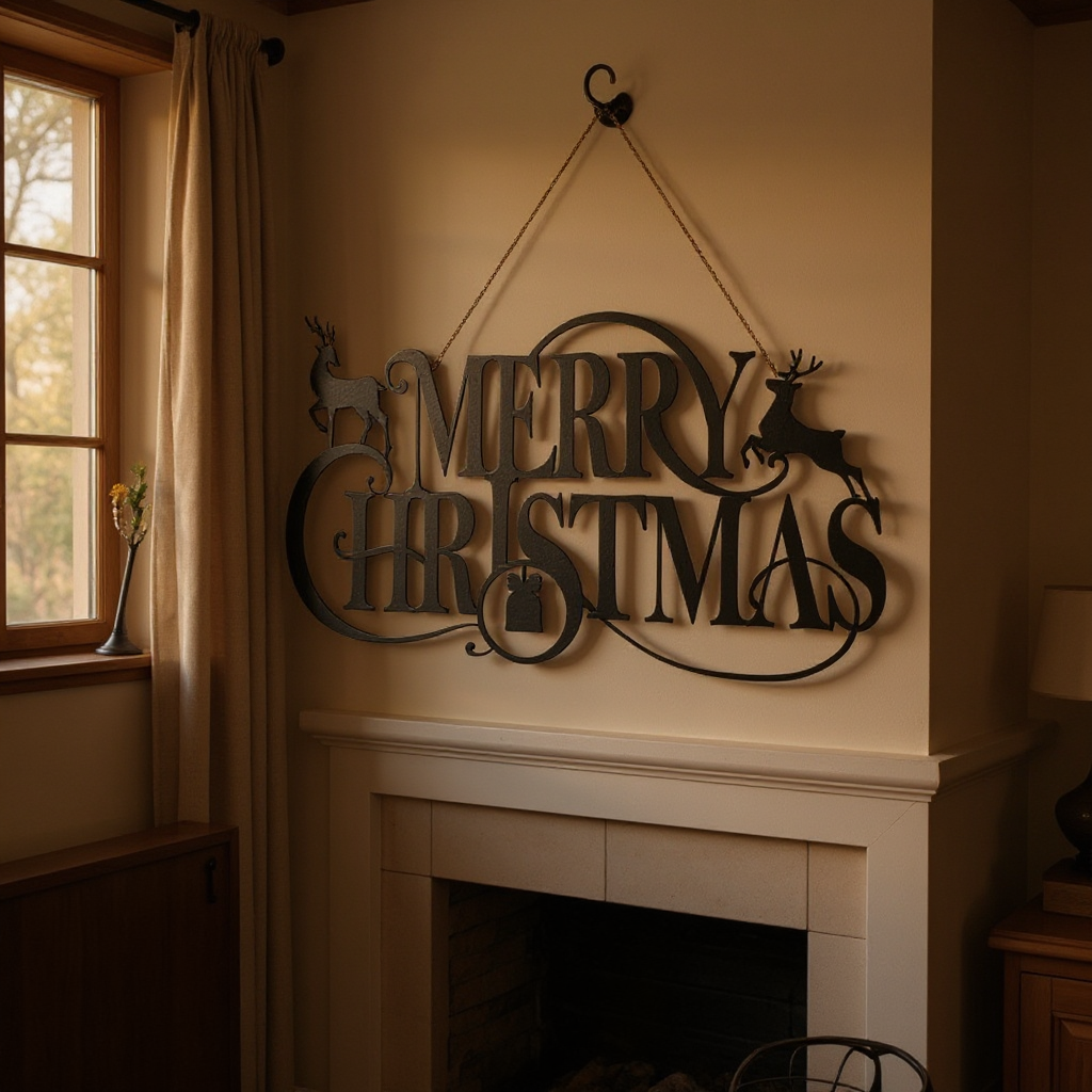 Metal Sign Art of the Christmas Deer's Welcome