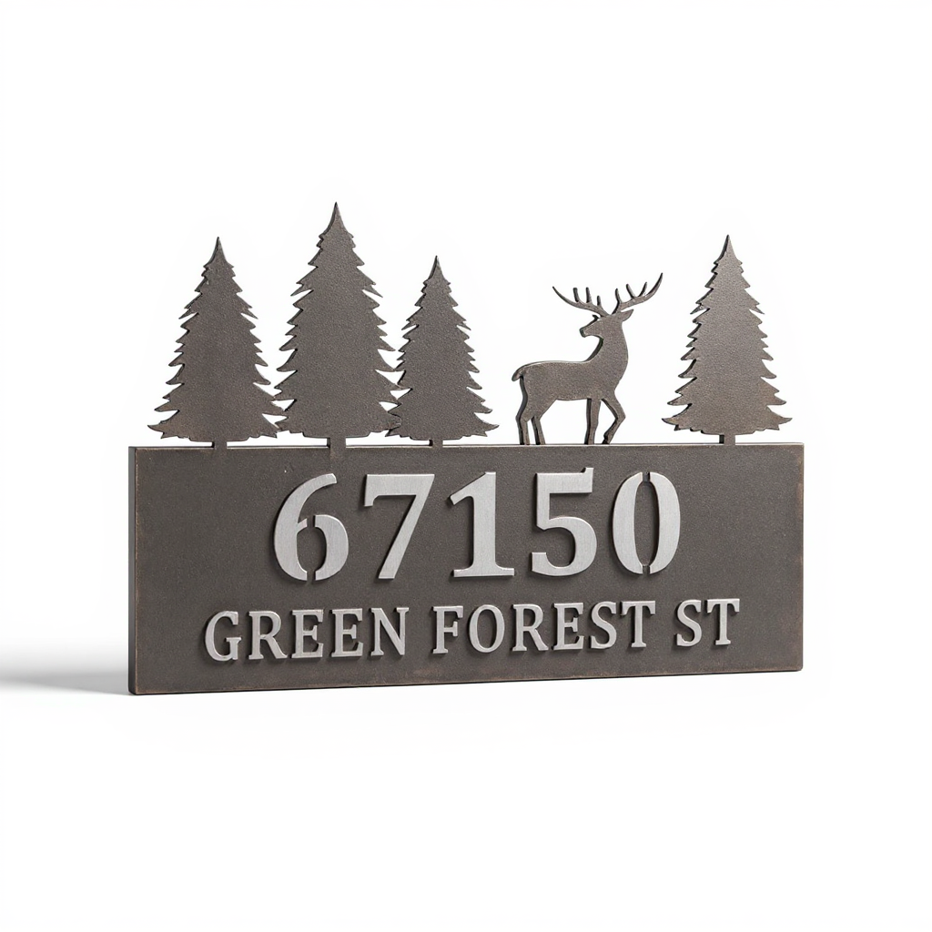 Majestic Deer Metal Sign - Personalized Address Plaque - Personalize Wall Art