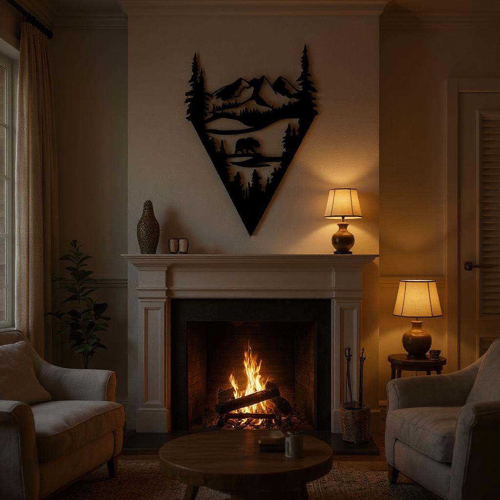 Nature's Spirit - Rustic Lake Bear Metal Sign Wall Art