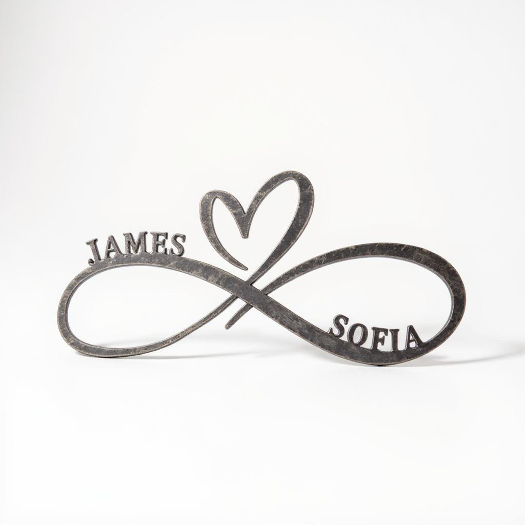 Unique Infinity Heart Metal Sign for Eternal Love & Anniversary - Personalize Wall Art