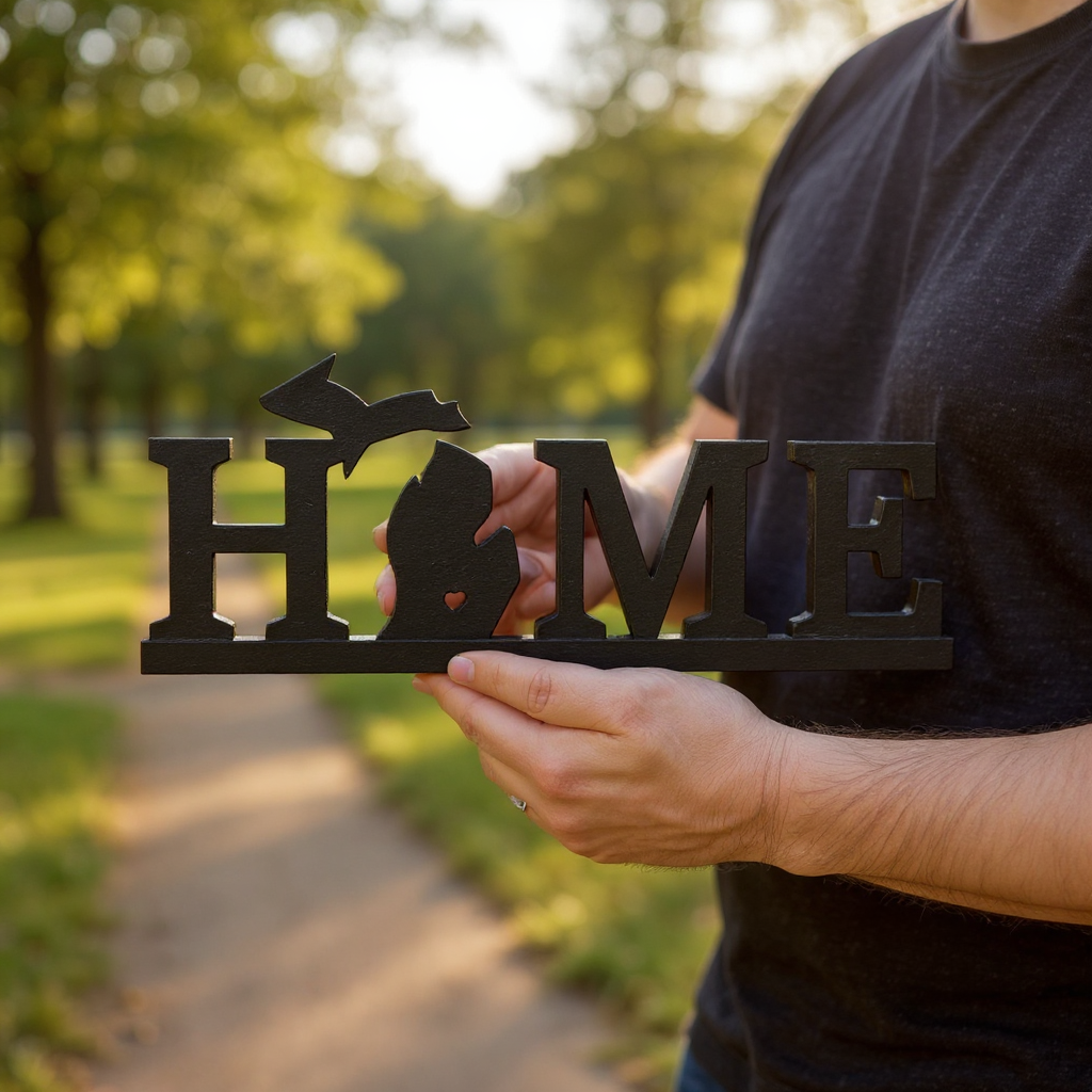 Michigan Love Metal Sign - Personalized State Home Decor