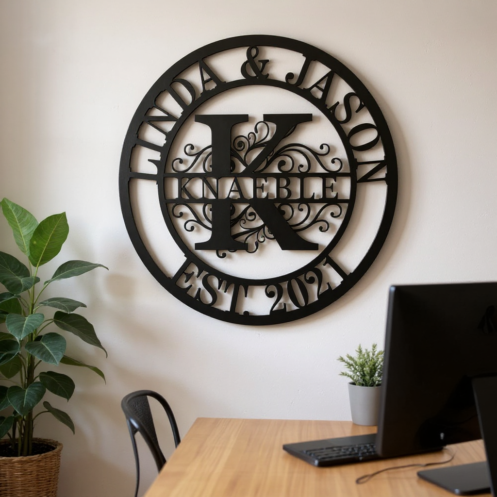 Your Family Name Monogram Metal Wall Sign - Forever Home Decor