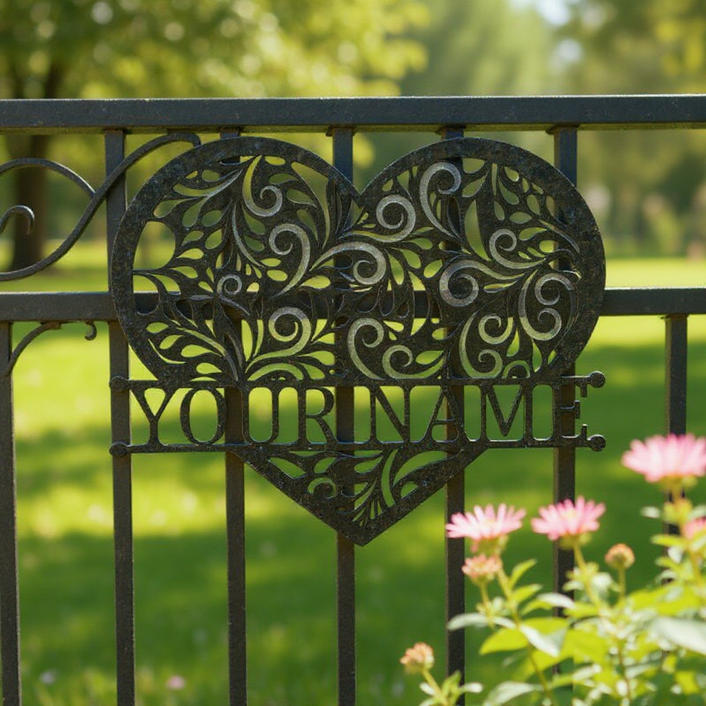 Forever Hearts Monogram Metal Sign - Couple's Anniversary Gift