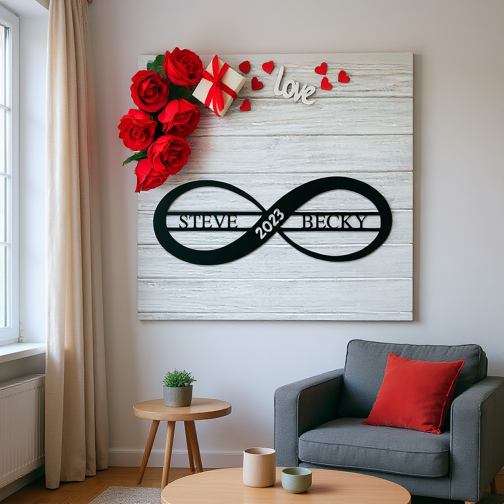 Eternal Love Metal Sign - Personalized Infinity Wall Art Decor