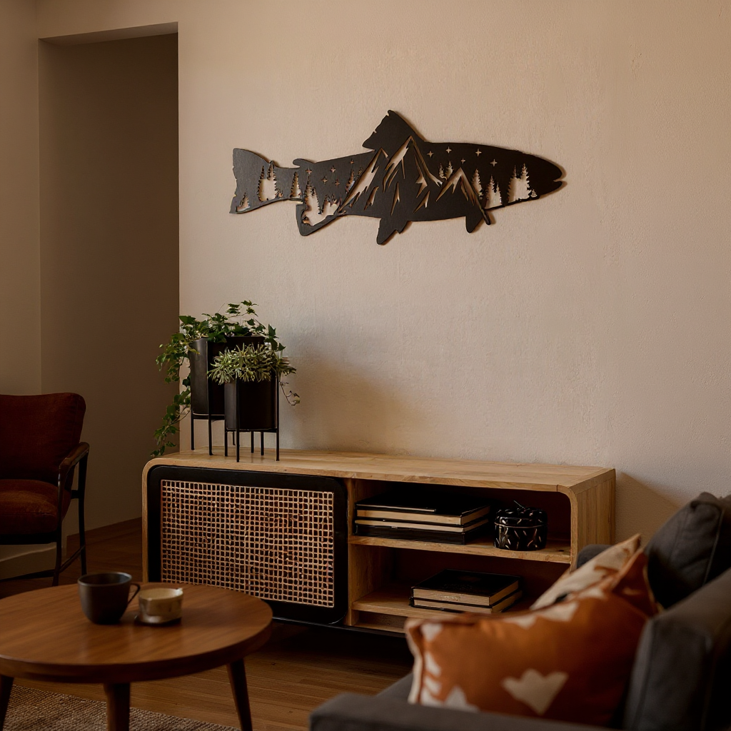 Captivating Trout Metal Sign - Your Angler's Home Trophy