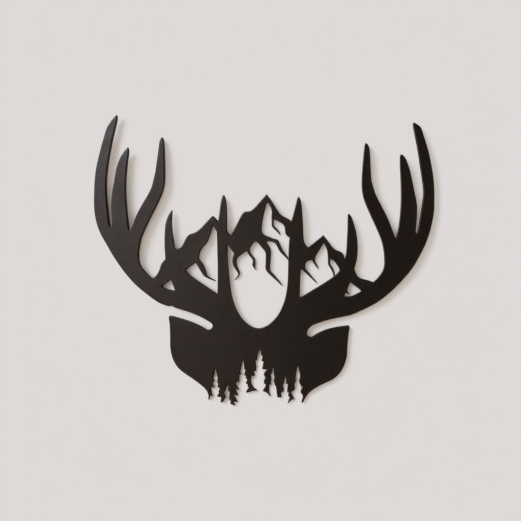 Rustic Antlers Wall Decor Metal Sign - Personalize Wall Art