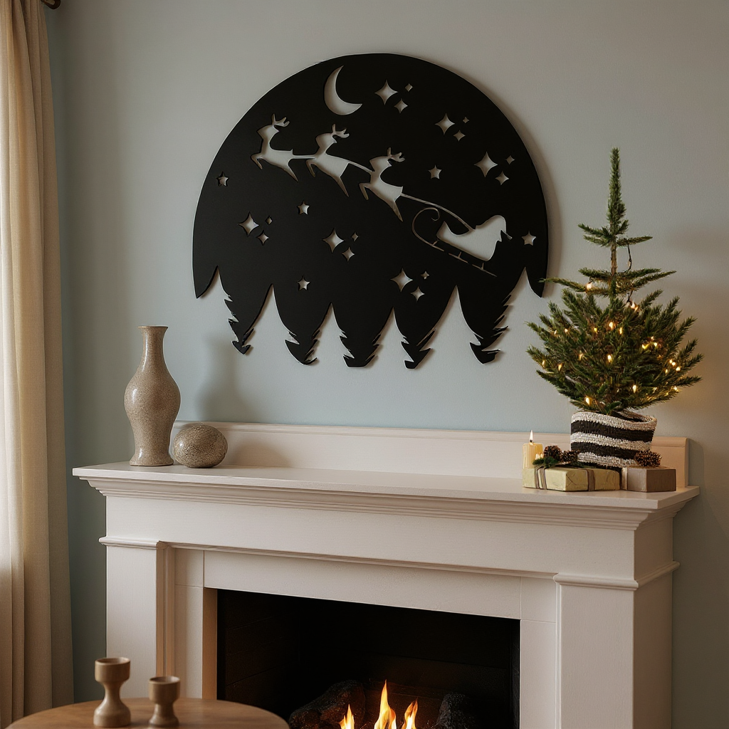 Holiday Magic - Christmas Night Scenery Metal Sign Art