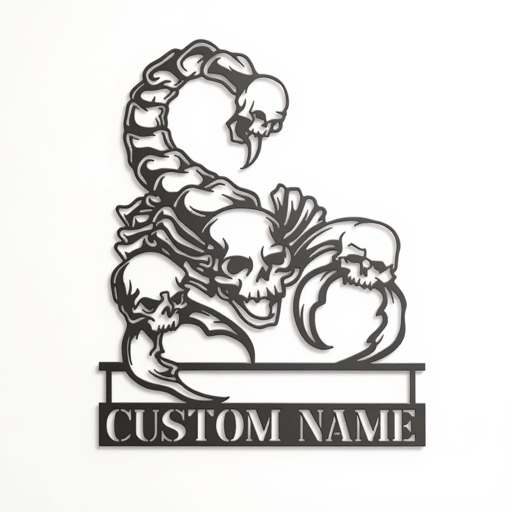 Gothic Skull & Scorpion Personalized Metal Sign Art - Personalize Wall Art