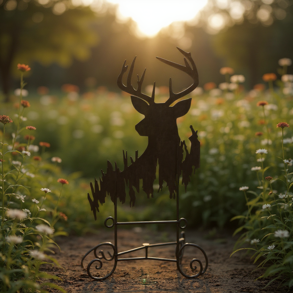 Majestic Deer Silhouette Metal Sign for Woodland Home