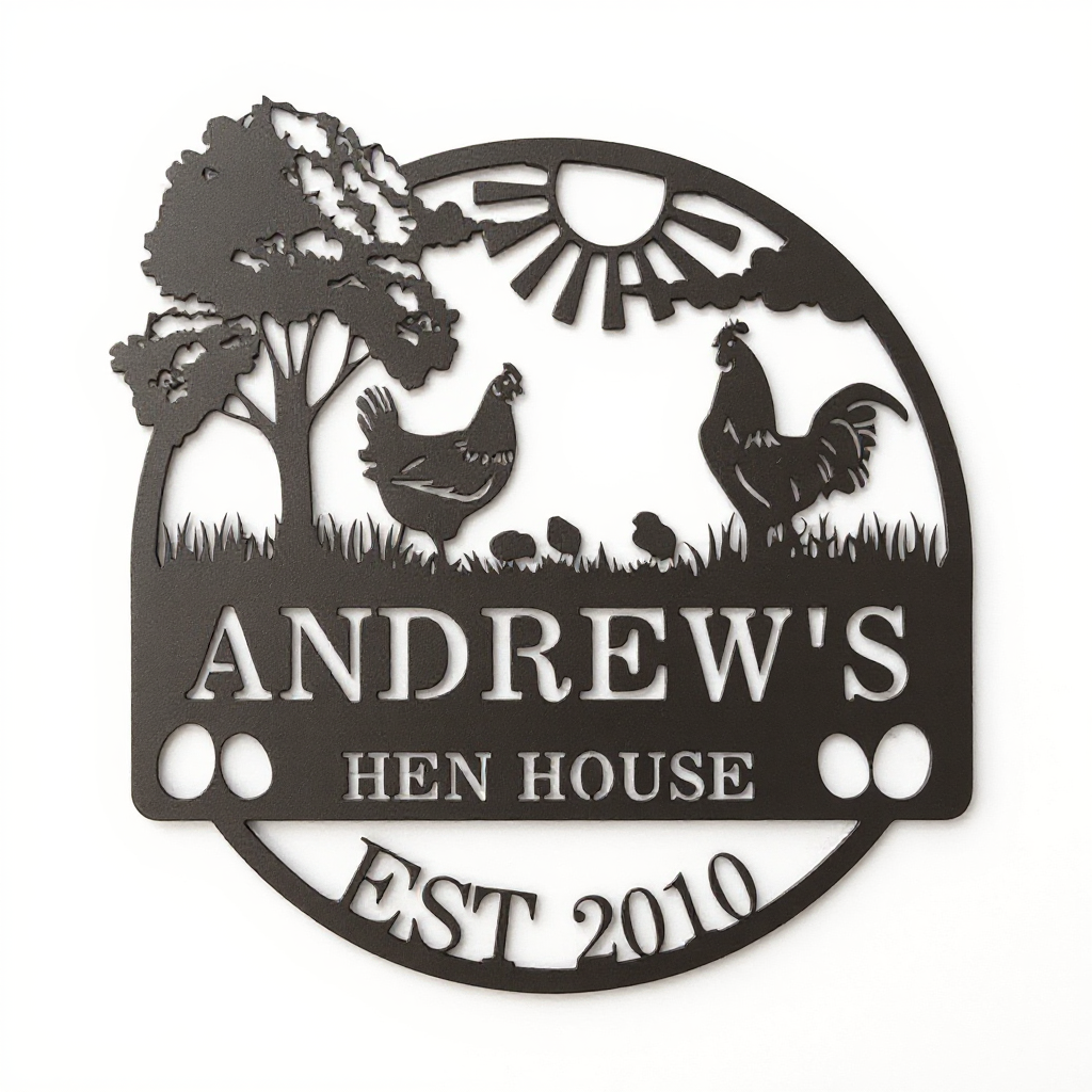 Your Name Chicken Coop Metal Sign Farmhouse Fresh Decor - Personalize Wall Art
