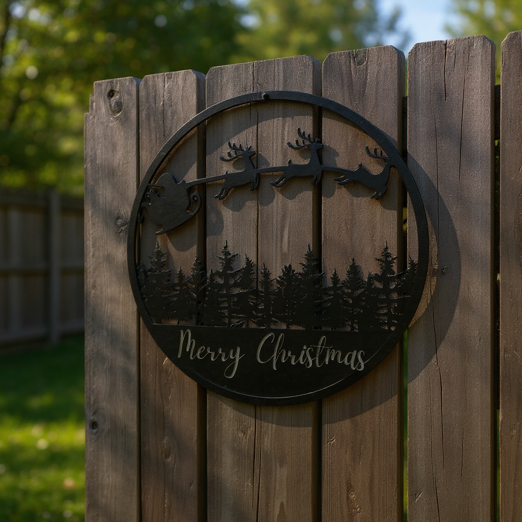 Enchanting Sleigh Ride Christmas Scenery Metal Sign