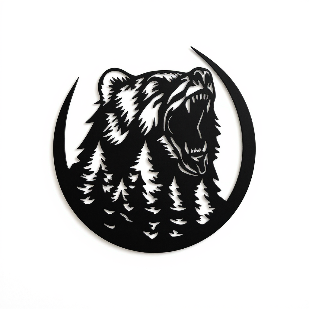 Rustic Personalized Growling Bear Metal Sign for Home - Personalize Wall Art