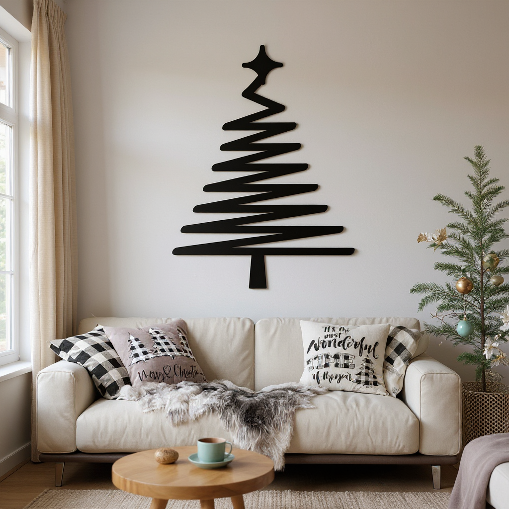 Sleek Metal Sign - Abstract Christmas Tree Decor
