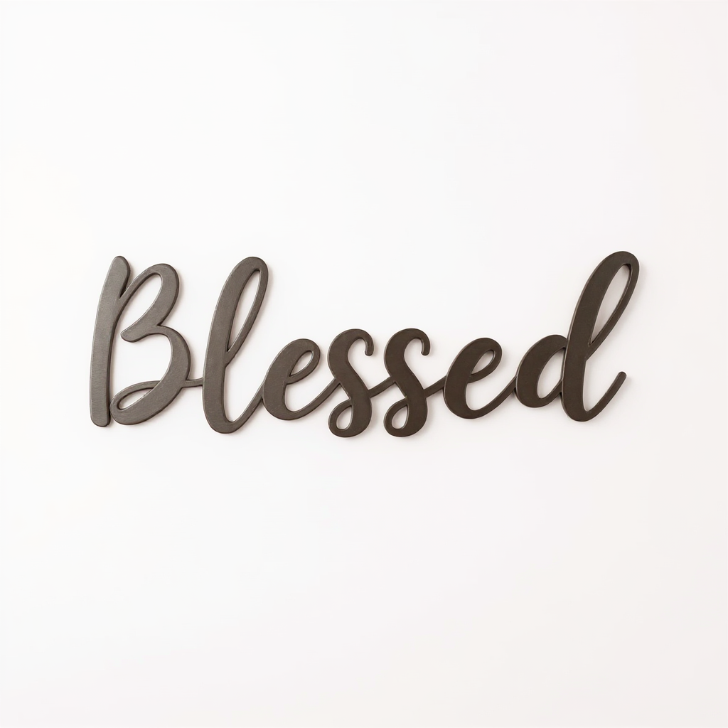 Graceful Script "Blessed" Metal Sign for Stylish Walls - Personalize Wall Art