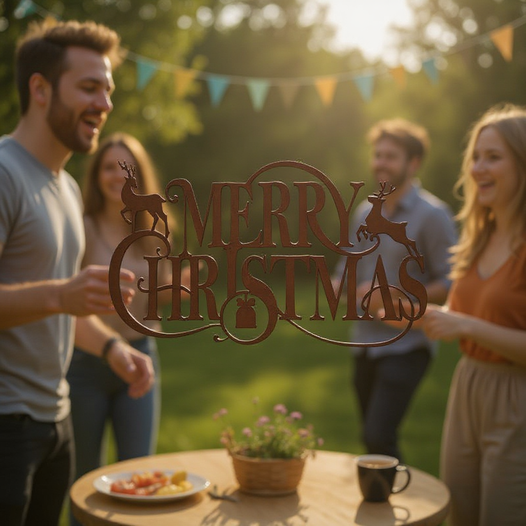 Metal Sign Art of the Christmas Deer's Welcome