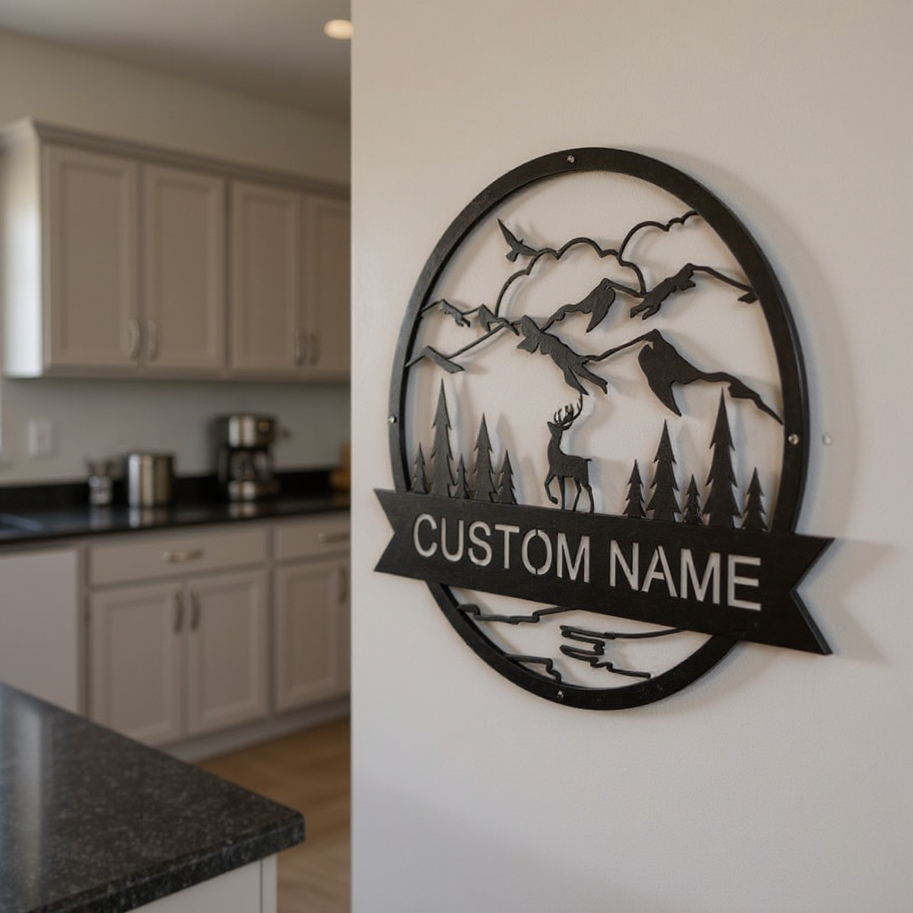 Engraved Deer Name Metal Sign for the Modern Hunter's Home