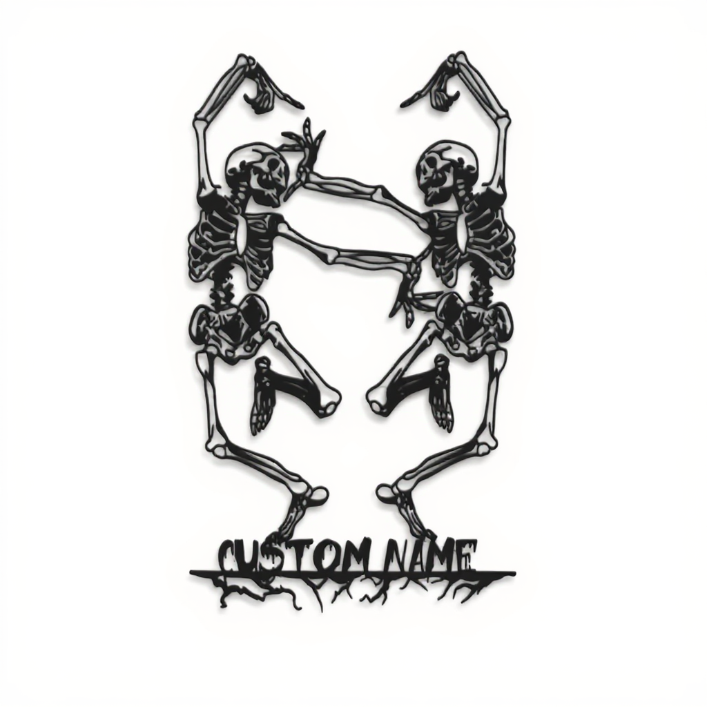 Hilarious Skeleton Dancers Metal Sign for Halloween Couple - Personalize Wall Art