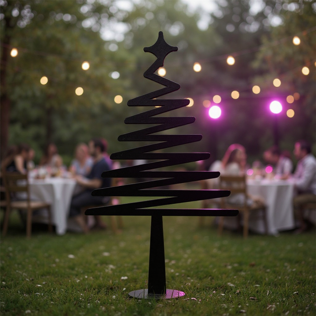 Sleek Metal Sign - Abstract Christmas Tree Decor