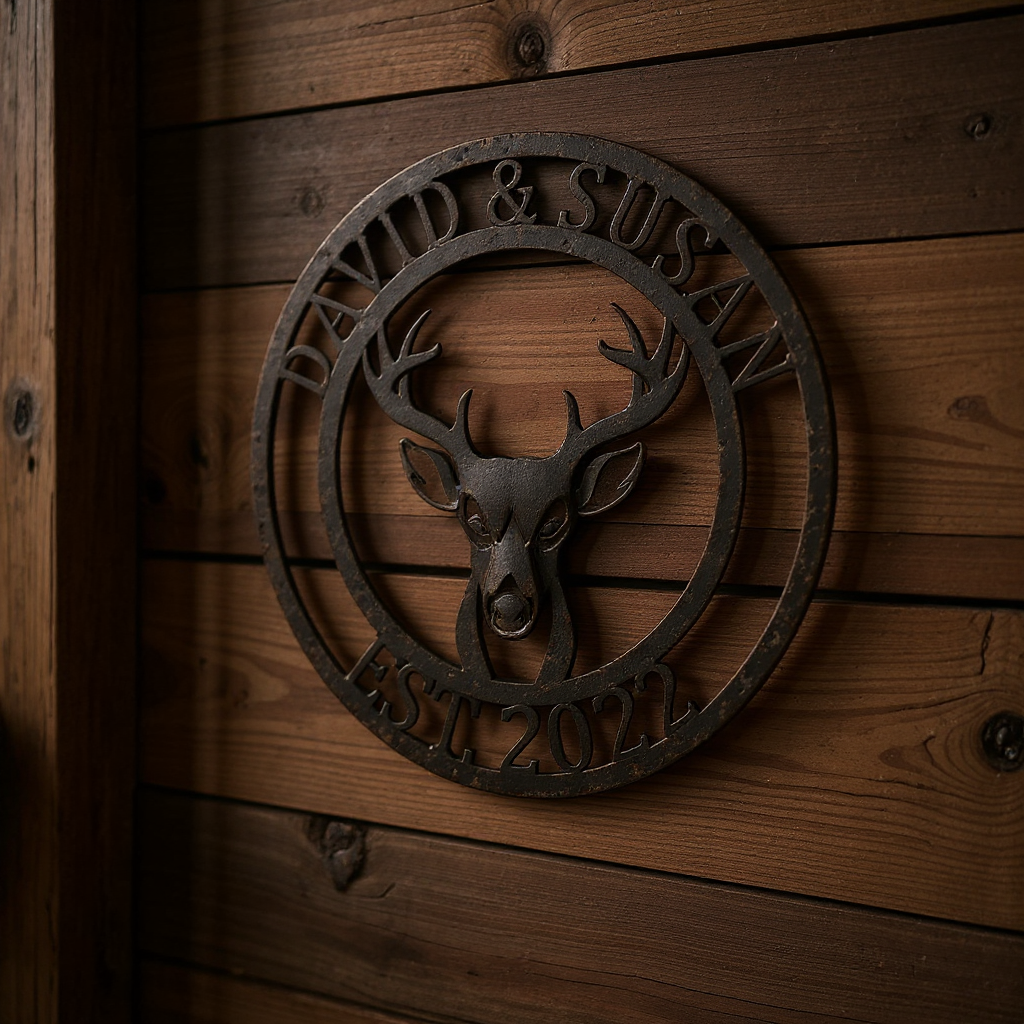 Majestic Deer Head Metal Sign with Personalized Name