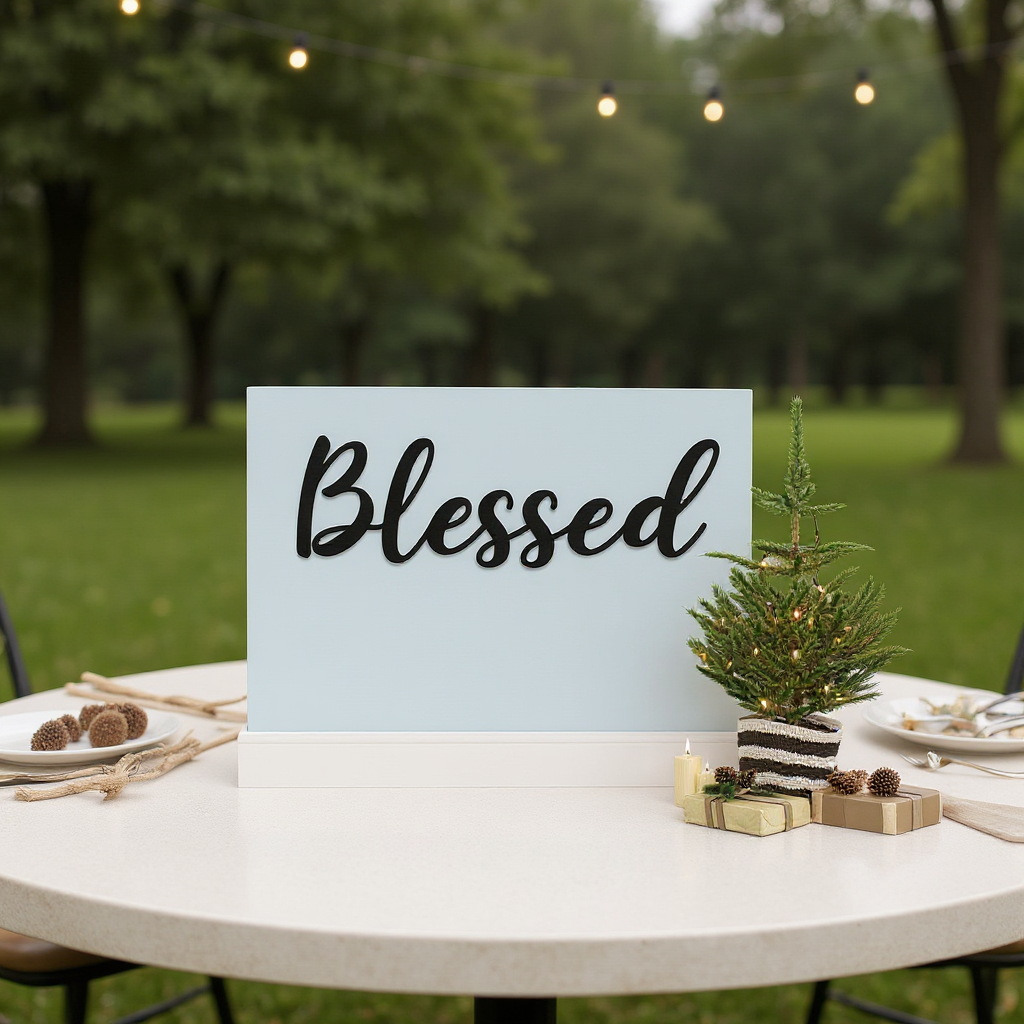 Graceful Script "Blessed" Metal Sign for Stylish Walls
