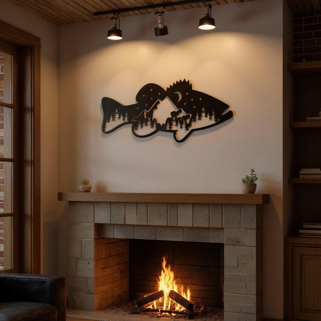 Reel Catch Personalized Bass Fish Metal Sign for Anglers