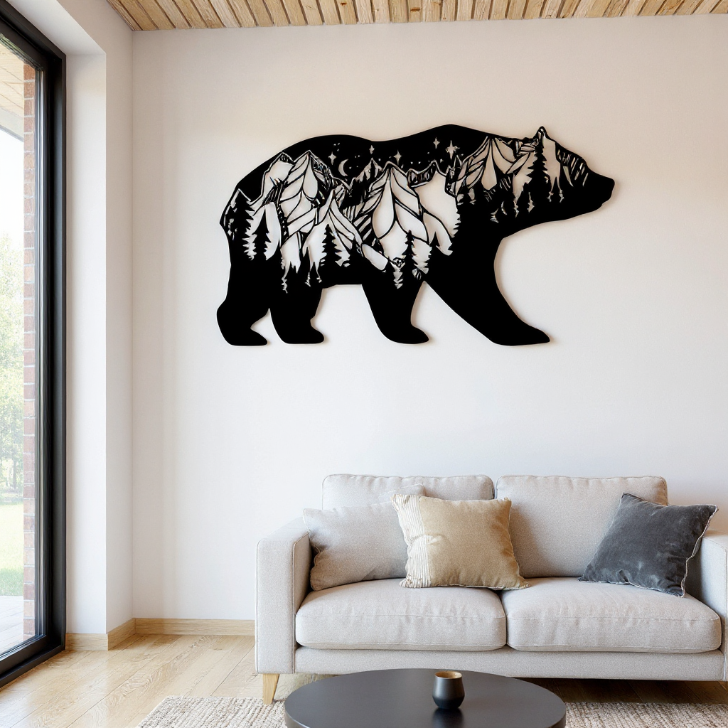 Mountain Bear Art - Majestic Wildlife Metal Sign Home Decor