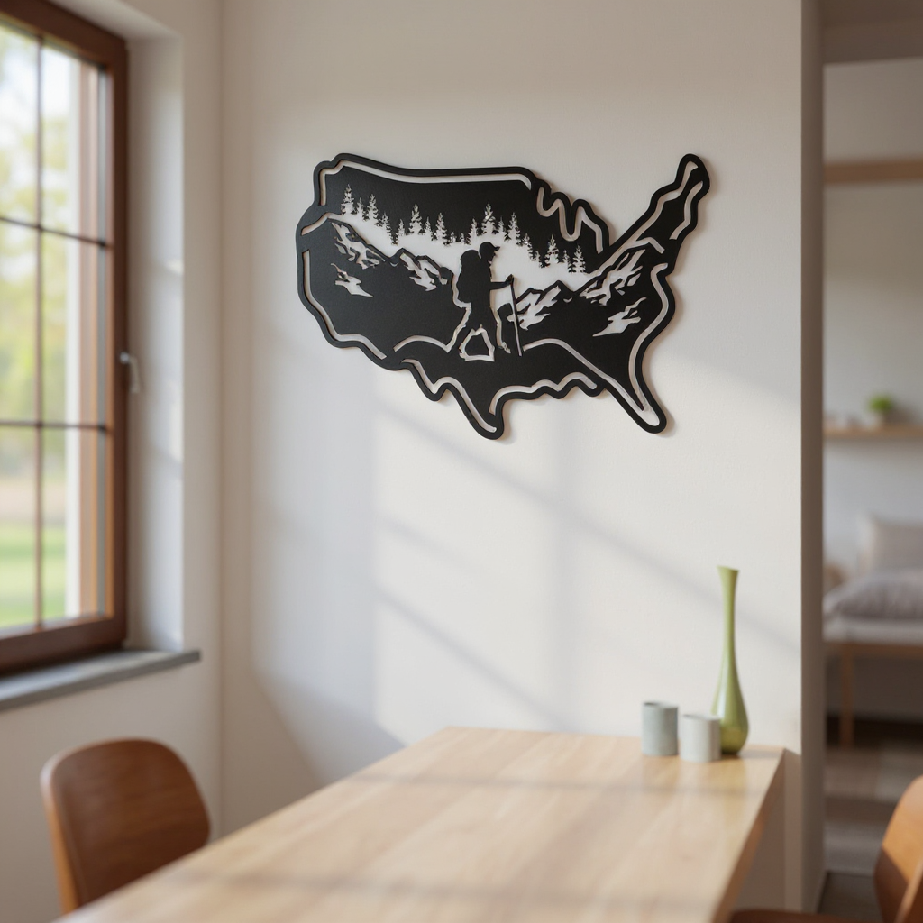 Adventure Awaits! Custom USA Hiking Metal Sign Wall Art