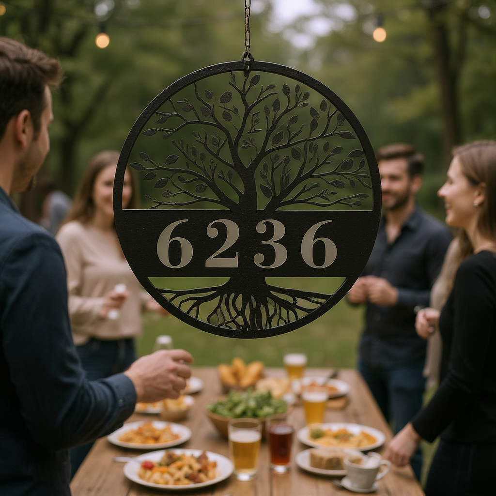 Eternal Tree of Life Metal Sign Custom House Numbers