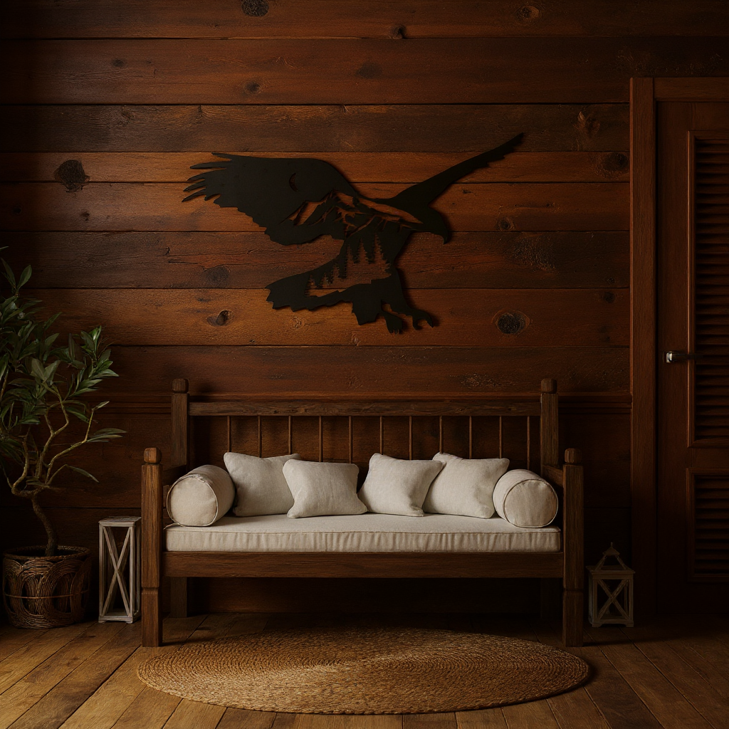 Soaring Eagle Metal Sign Art - Nature's Rustic Mountain Decor
