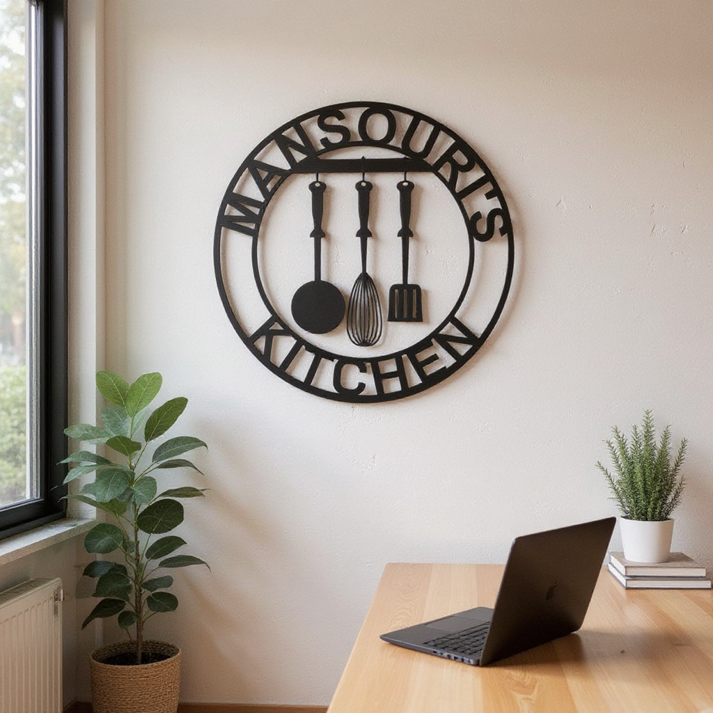 Heartfelt Custom Name Metal Sign for Your Kitchen