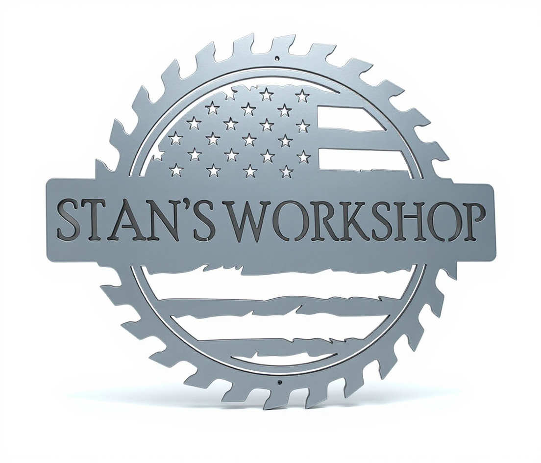 Personalized Workshop Metal Sign - Dad's Tattered American Flag - Personalize Wall Art