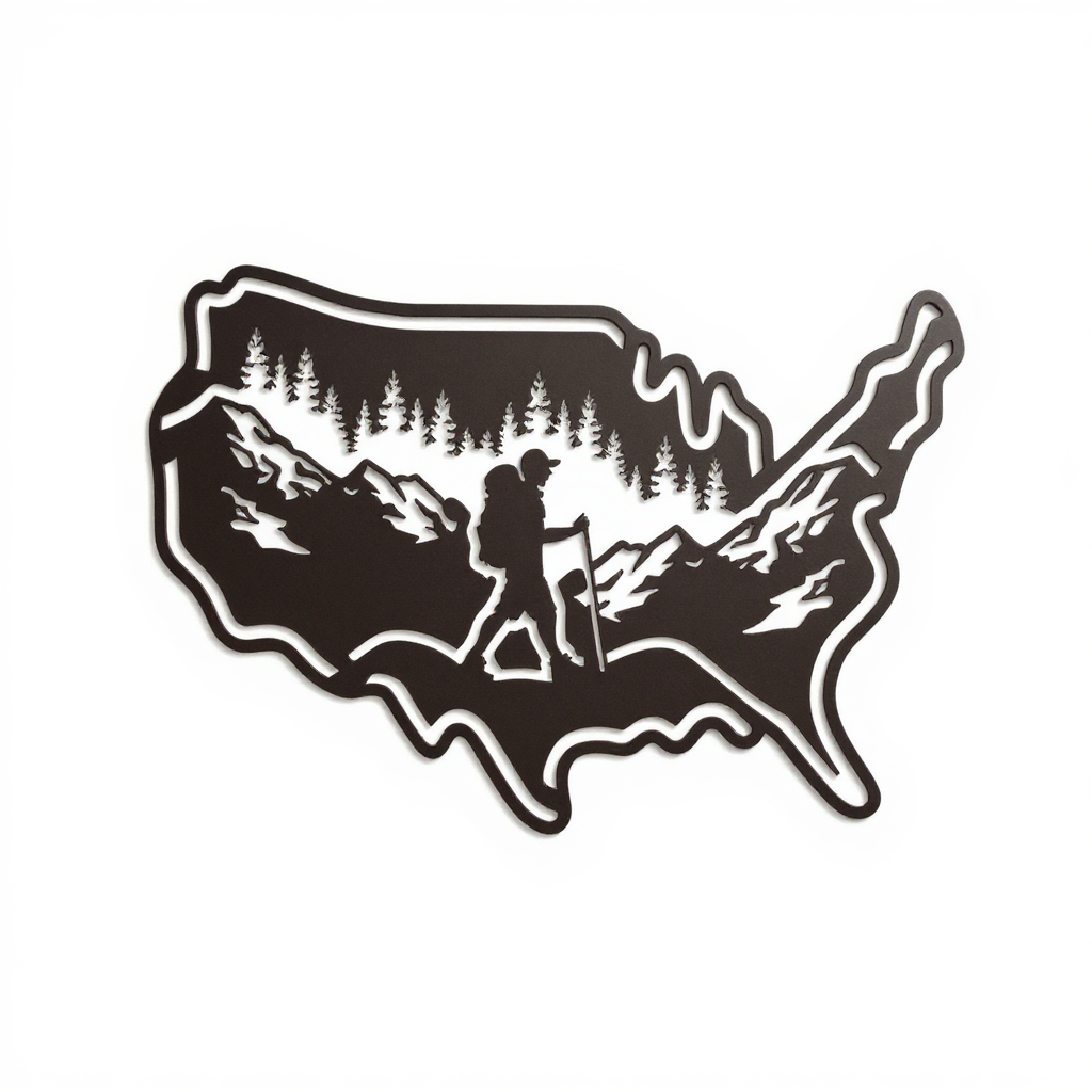 Adventure Awaits! Custom USA Hiking Metal Sign Wall Art - Personalize Wall Art
