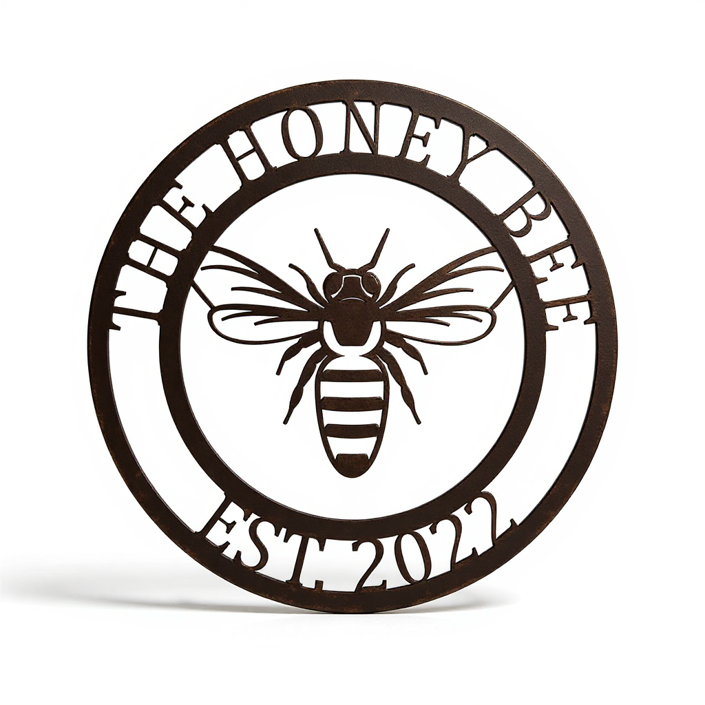 Heartfelt Honey Bee Metal Sign - Custom Name Home Decor - Personalize Wall Art