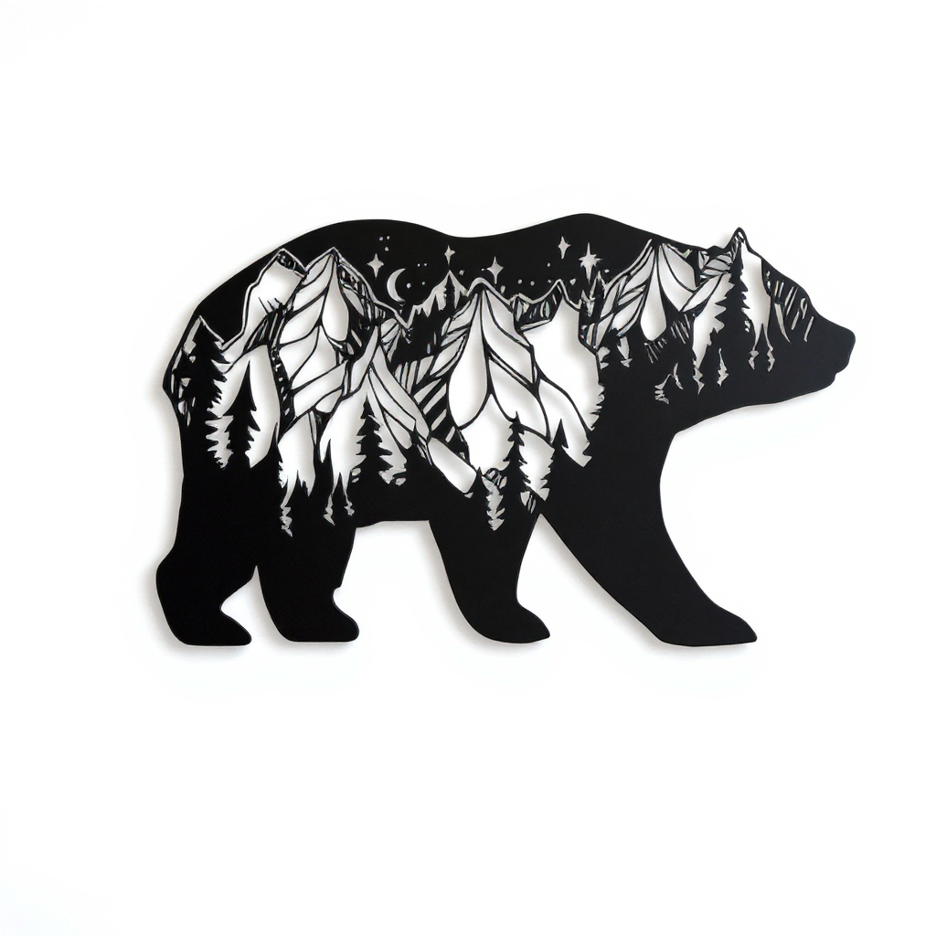 Mountain Bear Art - Majestic Wildlife Metal Sign Home Decor - Personalize Wall Art