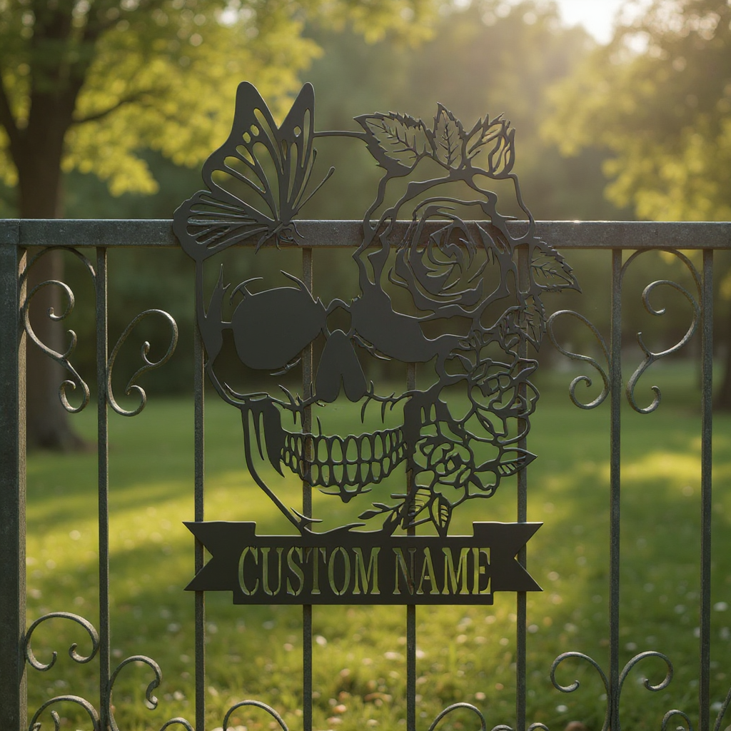 Custom Day of the Dead Metal Sign Colorful Sugar Skull Art