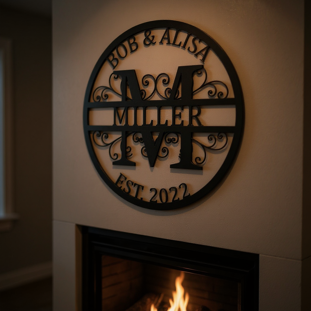 A Gift of Love - Split Letter Initial Monogram Metal Sign