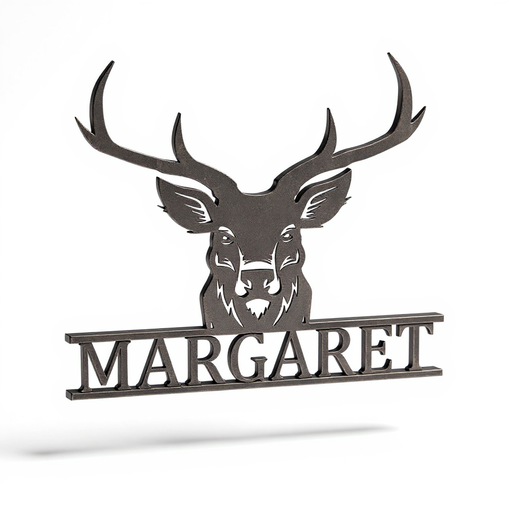 Your Name in the Wild - Custom Deer Head Metal Sign - Personalize Wall Art
