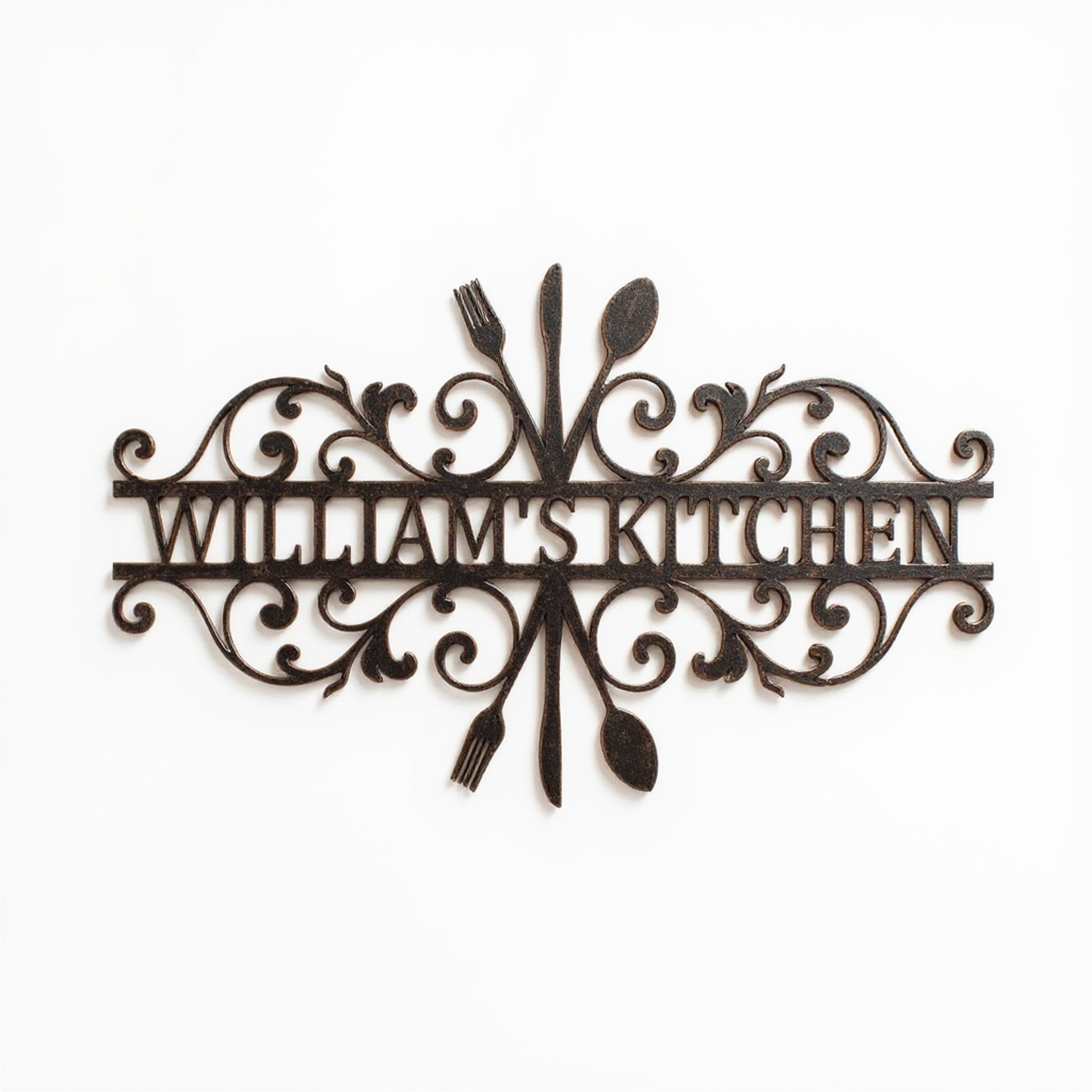 Heart of the Home Monogram Metal Sign - Custom Kitchen Decor - Personalize Wall Art