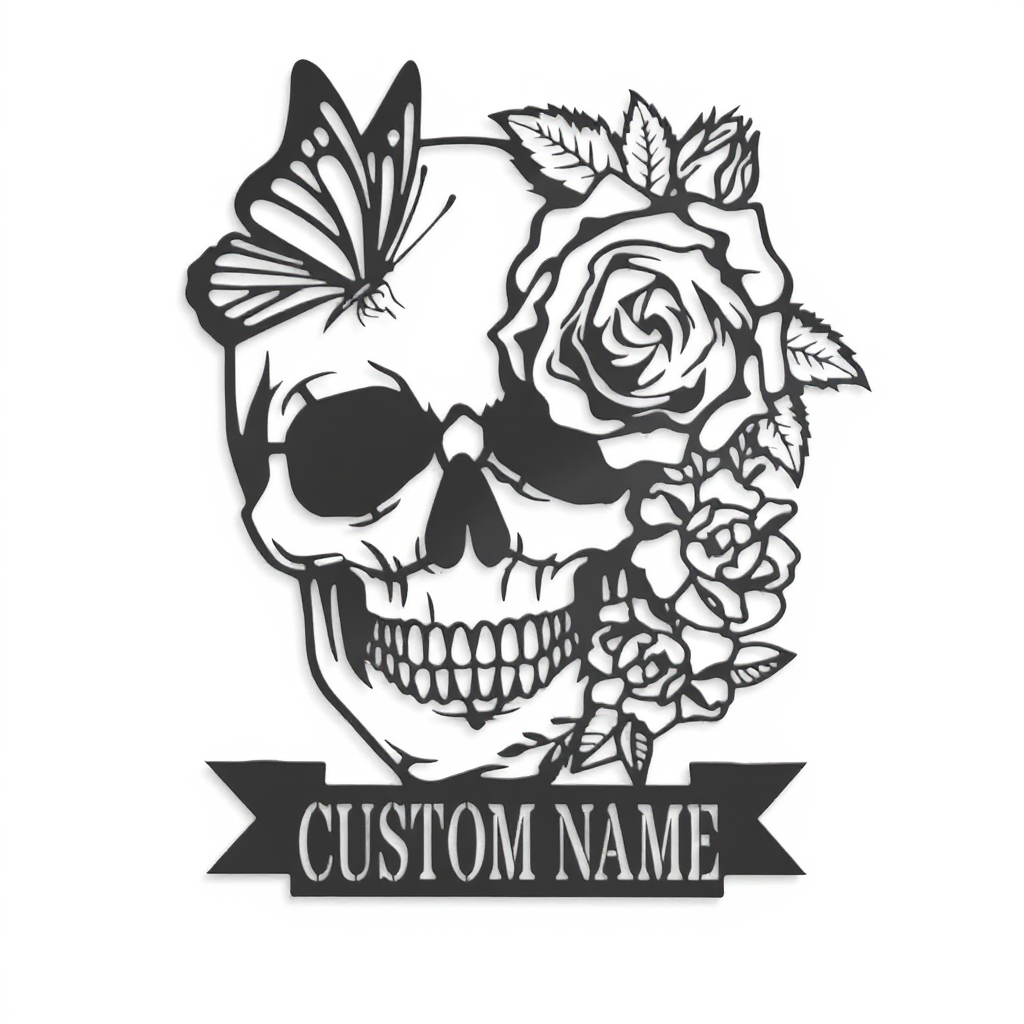 Custom Day of the Dead Metal Sign Colorful Sugar Skull Art - Personalize Wall Art