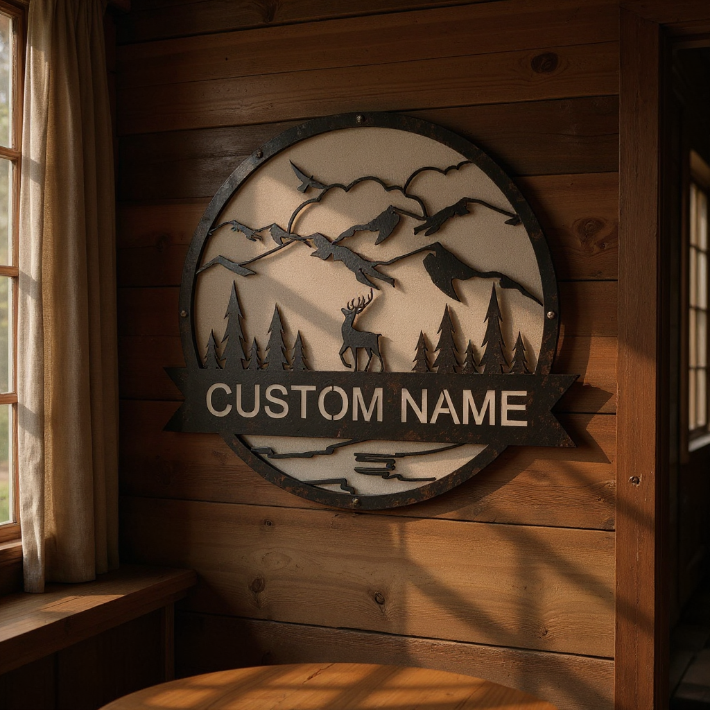 Engraved Deer Name Metal Sign for the Modern Hunter's Home