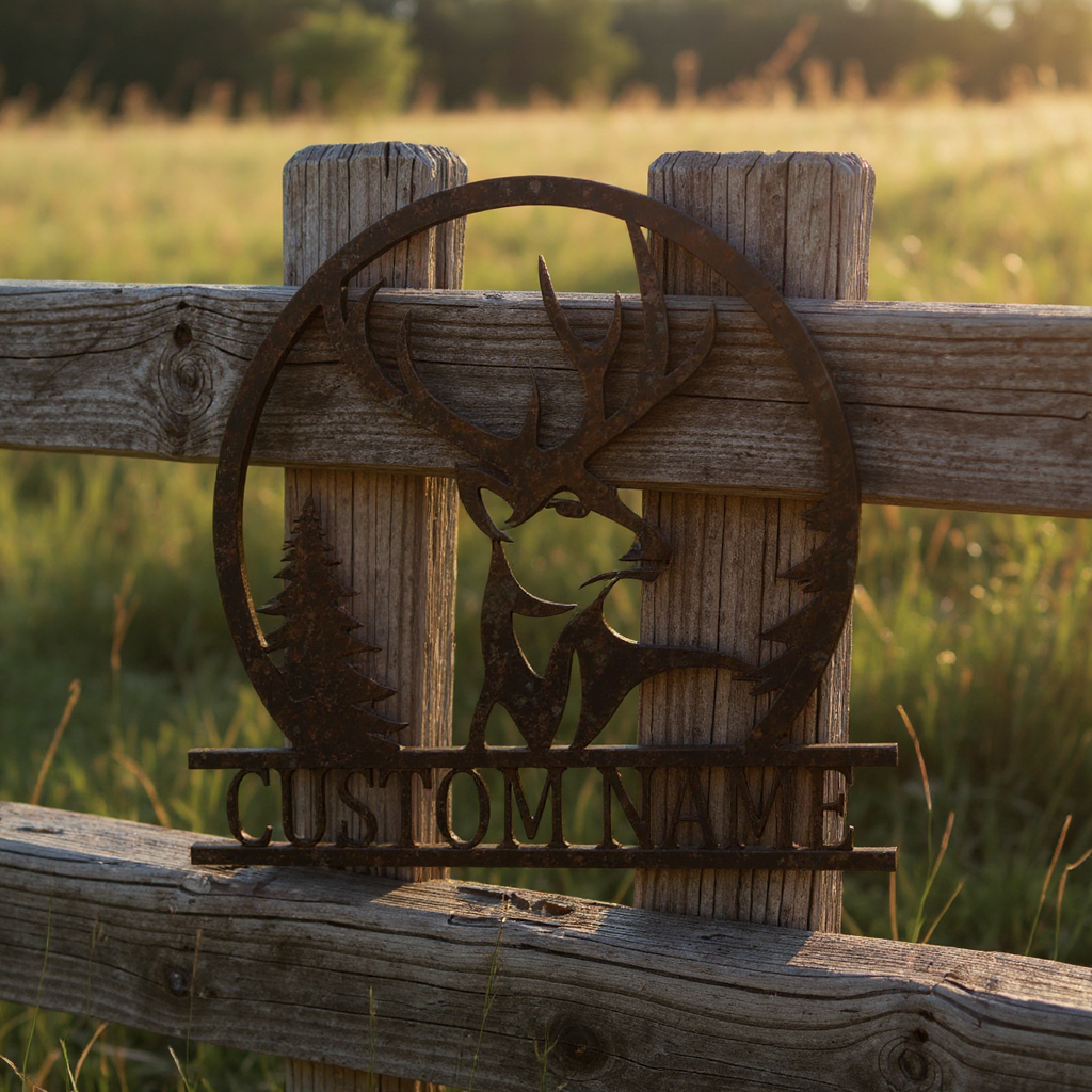 Majestic Deer Metal Sign for Personalized Home Decor
