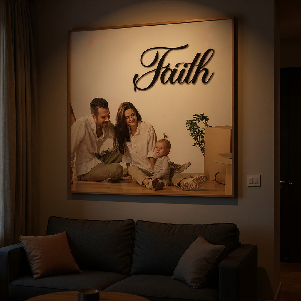 Modern Kitchen Faith Sign - Inspirational Metal Wall Art