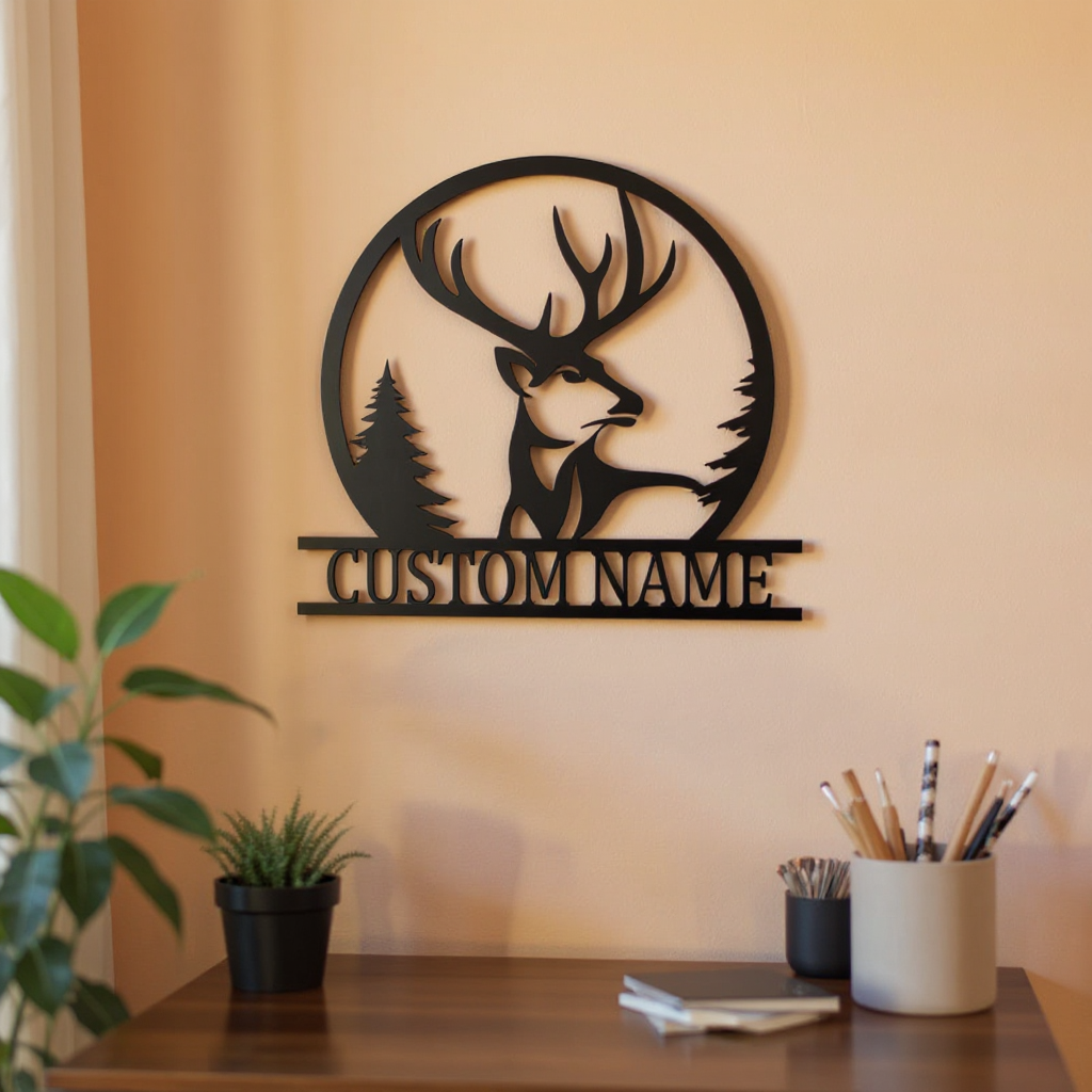 Majestic Deer Metal Sign for Personalized Home Decor