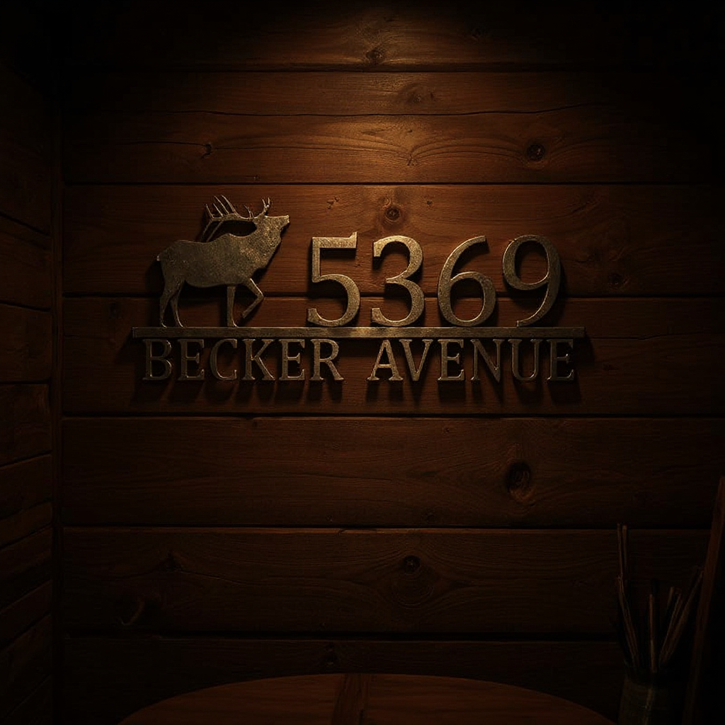 Majestic Elk Antler Personalized Address Metal Sign