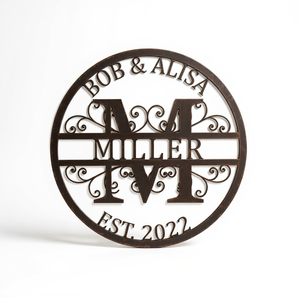 A Gift of Love - Split Letter Initial Monogram Metal Sign - Personalize Wall Art