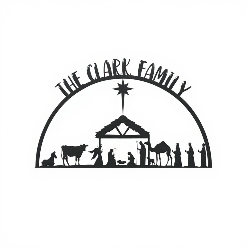 Sacred Nativity Metal Sign - Personalized Christmas Holy Family Art - Personalize Wall Art