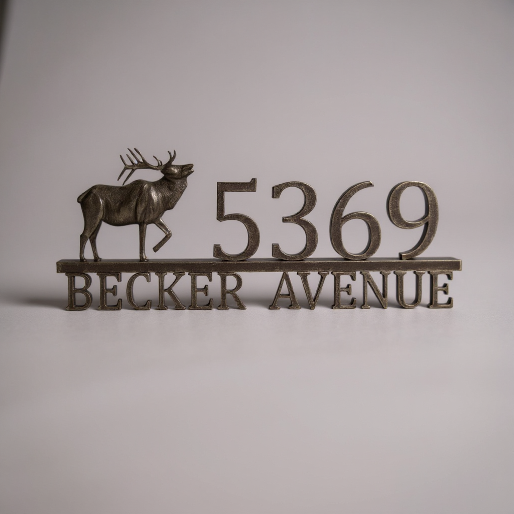 Majestic Elk Antler Personalized Address Metal Sign - Personalize Wall Art