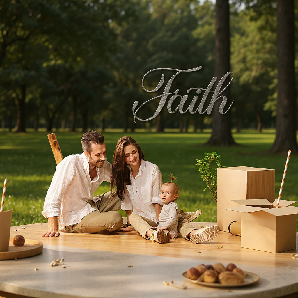 Modern Kitchen Faith Sign - Inspirational Metal Wall Art
